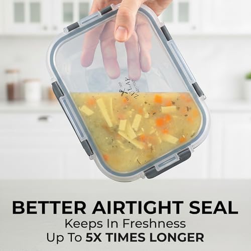 Zulay Kitchen 5 Piece Large 36oz Glass Storage Container Sets with Lids - Premium BPA Free Borosilicate Glass Food Storage Containers - Leak-Proof