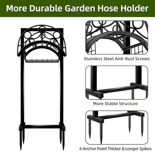 Garden Hose Holder – Detachable Water Hose Holders Stand, Holds 160-Feet Hose