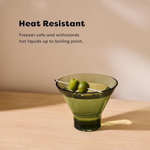 TOSSWARE RESERVE 8oz Stemless Martini Glass, SET OF 4, Premium Quality, Tritan Dishwasher Safe & Heat Resistant Unbreakable Plastic Cocktail Glasses