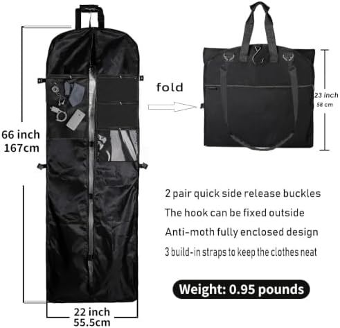 72" Tri-Fold Wedding Garment Bag for Long Dress & Gown,Hanging Travel Carry on Storage bag for Men Women