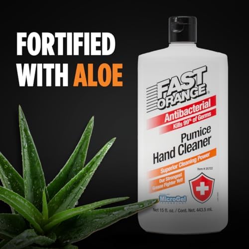 Fast Orange 25108 Pumice Lotion, Heavy Duty Hand Cleaner, Natural Citrus Scent, Waterless Cleaner For Mechanics, Strong Grease Fighter, 7.5 oz