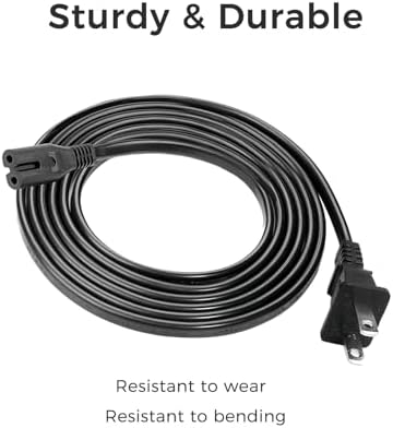AC Power Cord for Sony PS5/PS4/PS3 Slim, Xbox Series S/Series X, Xbox One S/One X, 2 Prong C7 Universal TV Power Cable Replacement