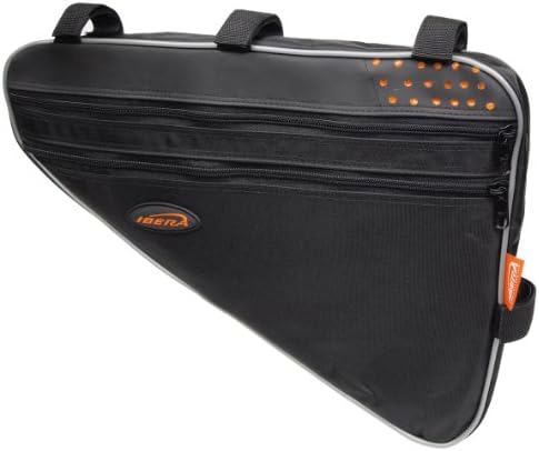 Ibera Bike Frame Bag - Slim Pouch Zipper Compartment & Velcro Mount - Water-Resistant, Fits Most Bikes - Holding Tools Snacks