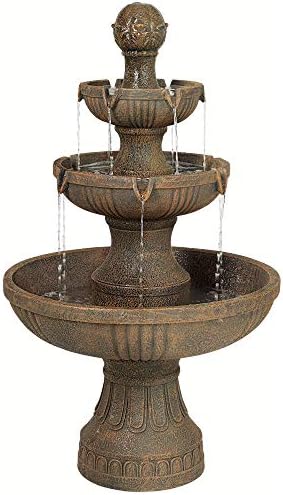 John Timberland Ravenna 43" Large Italian Garden Tiered Outdoor Fountain | Indoor Decor Faux Stone Floor Standing Waterfall 3-Tier Basin Tall Water