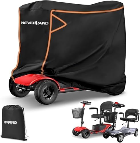 NEVERLAND Mobility Scooter Cover Waterproof 56"L x 26"W x 38"H | Reflective Strips, Adjustable Buckles, UV Protection, Rainproof, for Pride GoGo Rascal Hamar 3 or 4 Wheel Scooter