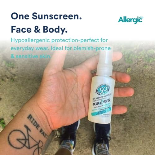 KINeSYS Fragrance Free SPF 50 Sunscreen Spray 4 oz & 1 oz (2-Pack) Bundle