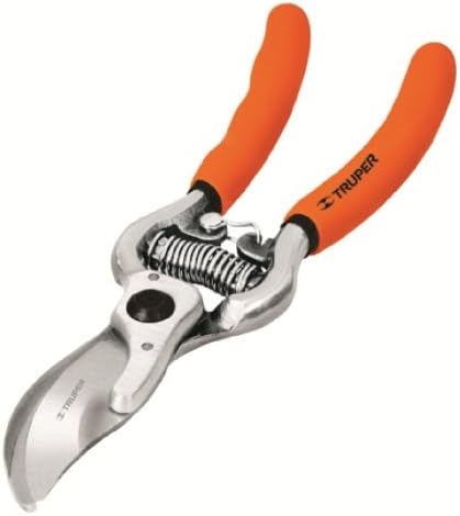 Truper 31564 8-Inch Bypass Pruner, Re-Coil Spring Action, Drop Forged Blades, Soft Vinyl Handles