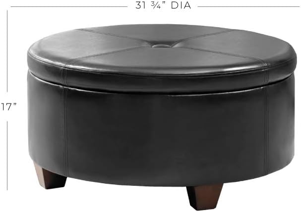HomePop 24" Large Leatherette Storage Ottoman - Distressed Brown Faux Leather