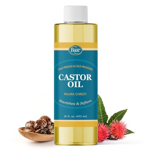 Baar Cold-Pressed Castor Oil, Cold-Processed, Hexane-Free, Palma Christi, for Skin, Hair, Massage & Castor Oil Packs, BPA-Free Bottle, 32 oz | Hexane free, Palma Christi oil, BPA-free bottle, skin, hair and massage applications