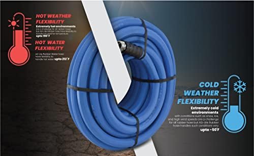 AG-LITE BSALONE50 1" x 50' Hot/Cold Water Rubber Garden Hose, 100% Rubber, Ultra-Light, Super Strong, 500 PSI, 50F to 190F Degrees