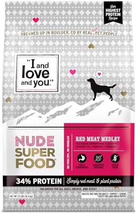 I and love and you Nude Super Food Dry Dog Food - Salmon + Whitefish - Prebiotic + Probiotic, Grain Free, Real Meat, No Fillers, 5lb Bag