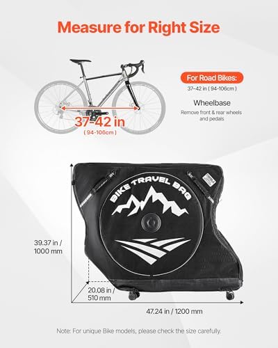 VEVOR Bike Travel Bag, Road Bike Bag Road Bicycle Storage Carry with TSA Lock & Dual Zipper for Air Travel, Outdoor Use, Airplane, Car, Train, Subway Transport