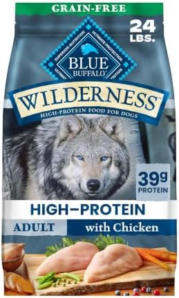 Blue Buffalo Wilderness Chicken Adult Dry Dog Food, Grain-Free, 24 lb | 39g Protein, Real Chicken #1 Ingredient, Supports Immunity with Antioxidant-Rich LifeSource Bits, Promotes Healthy Muscles