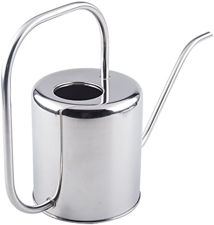 Fasmov 51 Oz Stainless Steel Watering Can Modern Style Watering Pot, Watering Can with Long Spout for Easy Pour, Water Outdoor Garden, Indoor Plant (Silver)