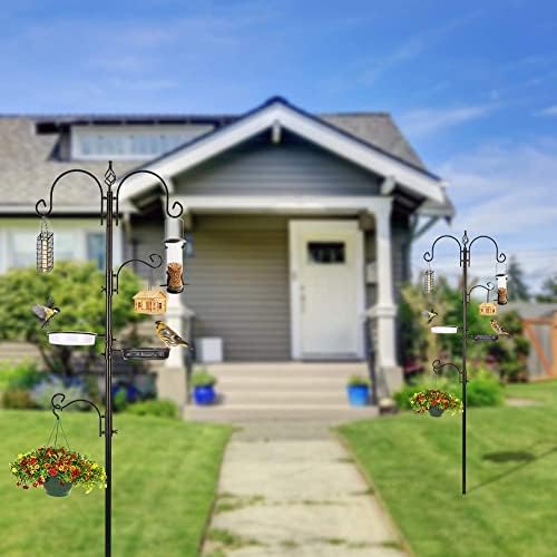Deluxe Bird Feeding Station Kit with Multi Feeder Hanging Pole, Metal Suet Feeder, Bird Bath