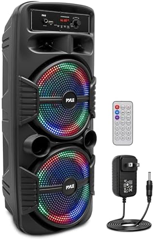Pyle Wireless Active PA Speaker System - 1000W Portable High Powered Bluetooth Compatible Outdoor Sound Speaker w/ USB SD MP3 FM Radio AUX RCA LED DJ Lights - 35mm Stand Mount, Remote