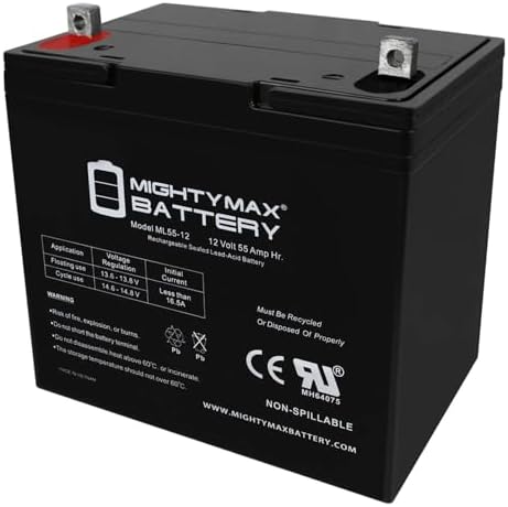 Mighty Max Battery 12V 55Ah Battery Replacement for Pride Jazzy Elite HD - 2 Pack Brand Product