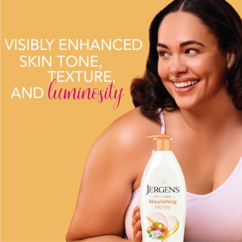 Jergens Nourishing Honey Lotion For Dry Skin, 16.8 fl oz, 4 Pack | Orange Blossom Essence, Nourishing Honey, Long-Lasting Hydration