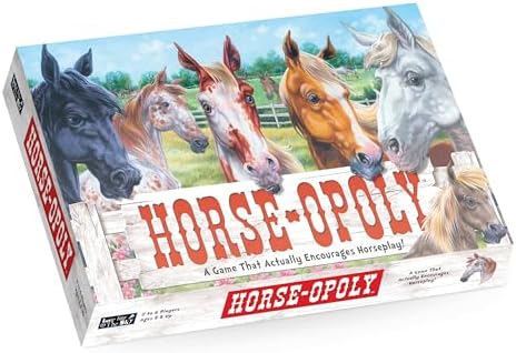 Late for the Sky Horse-Opoly Board Game for Families & Kids, Property Trading Strategy, 2-6 Players, Ages 8+, Educational Horse Breeds