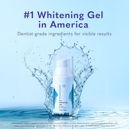 Smileactives Teeth Whitening Gel Hydrogen Peroxide for All Toothpaste 3.8oz | Removes Coffee Stains & Discoloration, 90-Day Supply, Whiter Smile in Days
