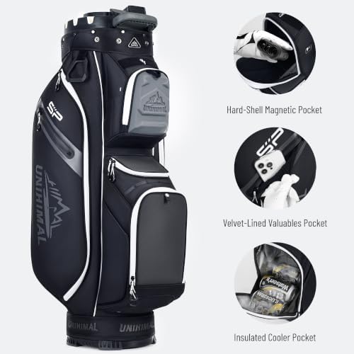 StablePoint Golf Cart Bag with 14-Way Full-Length Divider Top | S&T-Lock Golf Bag for Men with Magnetic Pocket, Cooler Pocket & Rain Cover