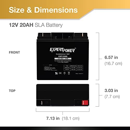 ExpertPower EXP12200 12V 20Ah - SLA Rechargeable 12V Battery for Ride on Toys, UPS, Lawn Mower, Generator, Medical Devices, Wheelchair