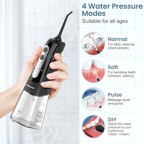 Cordless Water Dental Flosser Teeth Cleaner, INSMART Professional 300ML Tank DIY Mode USB Rechargeable Dental Oral Irrigator for Home and Travel