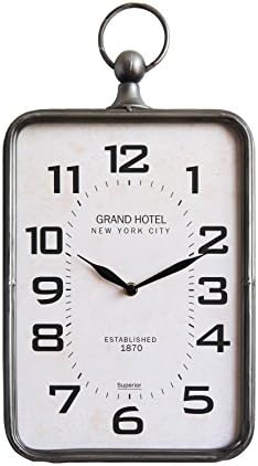 Creative Co-Op Metal Rectangle Hanging Clock with Handle Decoration on Top