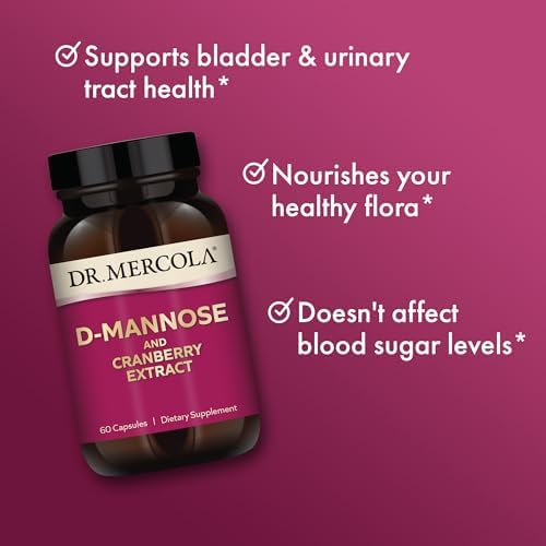 Dr. Mercola D-Mannose and Cranberry Extract, 1, 000 mg D-Mannose & 400 mg Cranberry per Serving, Urinary Tract Health Supplement, Non-GMO, Gluten-Free