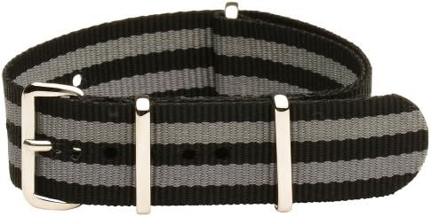 Clockwork Synergy® Classic Nylon Ballistic watch straps bands (24mm, Black/Grey)