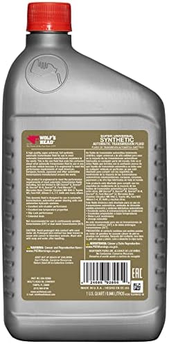 Wolf's Head Super Universal Synthetic Automatic Transmission Fluid (836-92866-56) 1 Quart Bottle, Pack of 12 | Made in USA