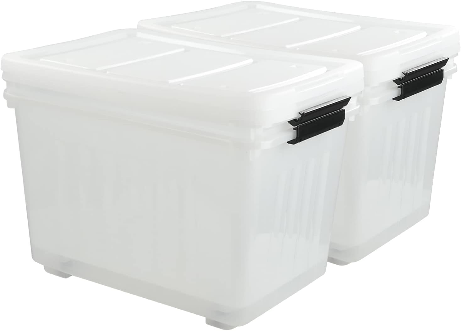 30L Plastic Storage Bin with Lid, Stackable Clear Container