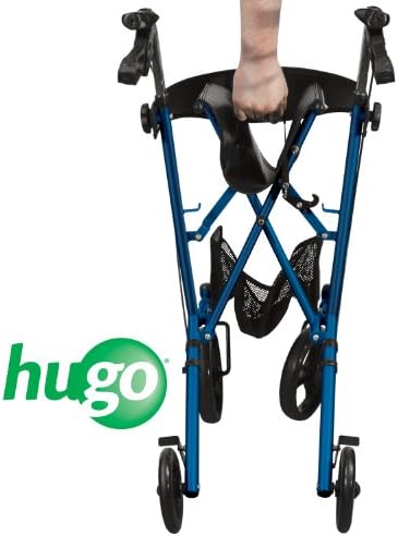 Hugo Mobility Sidekick Foldable Rollator Walker with Seat, Blueberry | Foldable Rollator with Padded Seat Offers Stable