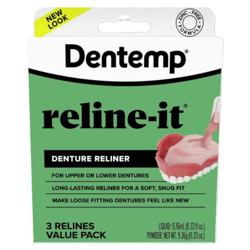 Dentemp Denture Reline Kit - Advanced Formula Reline It Denture Reliner (Pack of 2) - Denture Kit to Refit and Tighten Dentures for Both Upper & Lower Denture (Packaging May Vary)