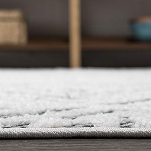 JONATHAN Y Art Deco Geometric Indoor Outdoor Area Rug 3X5 White/Black, Jordan High-Low Pile for Backyard, Patio, Porch, Easy-Cleaning, High Traffic