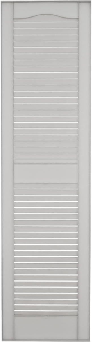Ekena Millwork 14.5 in. W x 48 in. H Builders Edge, Standard Cathedral Top Center Mullion, Open Louver Shutters, Includes Matching Installation Spikes (Per Pair), 002 - Black