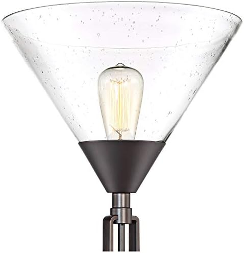 Warwick 71 1/2" Tall Tiger Bronze and Seeded Glass Torchiere Floor Lamp | Industrial Tree LED 3-Light Edison 5 Metal Clear Seedy Shade for Living