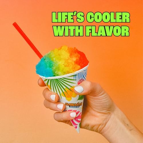 Hawaiian Shaved Ice S700 Kid-Friendly Snow Cone Machine Kit with 3-16oz. Syrup Flavors: Cherry, Grape, and Blue Raspberry, Plus 25 Snow Cone Cups
