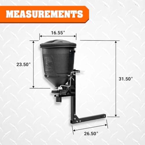 Buyers Products UTVS16 UTV/ ATV Broadcast Spreader, 150 lb Capacity, Receiver Hitch Mount, for Salt, Grass, Seed, Fertilizer & Feed