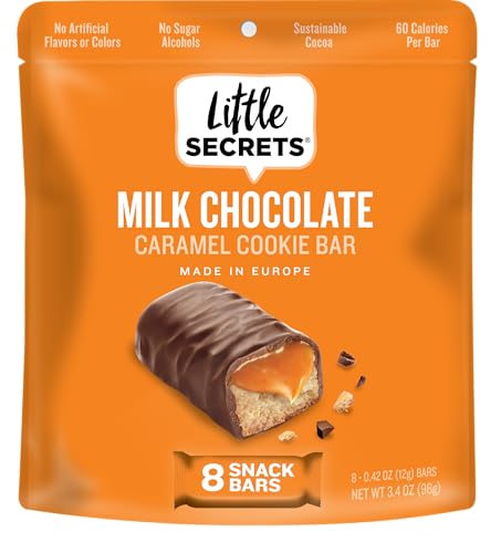Little Secrets Milk Chocolate Caramel Cookie Bars | 12 Twin Packs | Made in Europe | Nothing Artificial & No Sugar Alcohols | Sustainable Cocoa