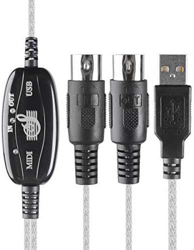 TENINYU USB to MIDI Cable Converter 2 in 1 PC to Synthesizer Music Studio Keyboard Interface Wire Plug Controller Adapter Cord 16 Channels Supports