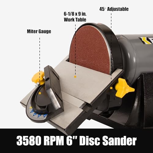 2x42 in. Belt Sander & 6" Disc Sander Combo, 3.5Amp Bench & 1/2HP Belt Sander for Woodworking, Metalworking & Knife Making, Sharpening