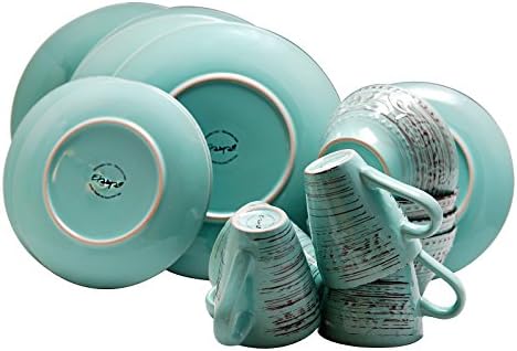 Elama Malibu Waves 16Piece Dinnerware Set In Turquoise