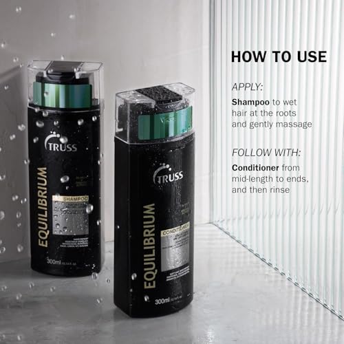 TRUSS Equilibrium Shampoo, Oily Scalp Sulfate & Dye Free, 10.14 oz | Balancing shampoo for combination hair. Color safe formula for oily hair