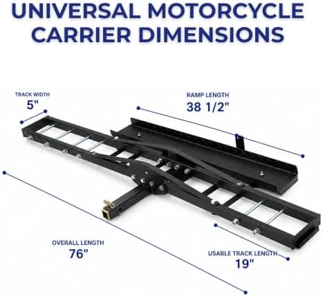 Jeremywell 500 lbs Heavy Duty Motorcycle Dirt Bike Scooter Carrier Hitch Rack Hauler Trailer with Loading Ramp and Anti-Tilt Locking Device