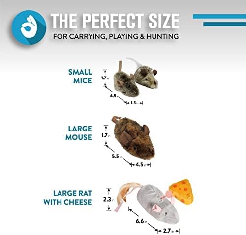 OurPets Play-N-Squeak Twice the Mice Cat Toy, 2 Piece Set, Catnip Filled | Real mouse sound effect, electronic squeaker inside, sparks hunting instinct, engaging design, for indoor felines every day