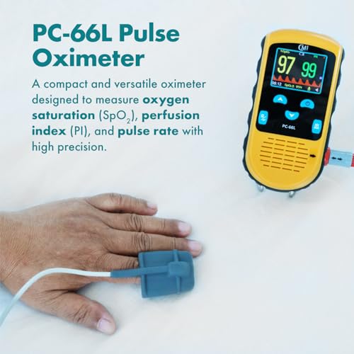 Rechargeable Finger Pulse Oximeter for Adults, Continuous SpO2 & Pulse Rate Readings, Spot Check Mode, Adjustable Alerts, Ideal for Sports