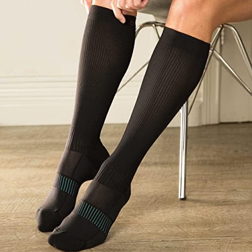 Copper Fit womens Ice Menthol Infused Compression Socks, Black, Large-X-Large US