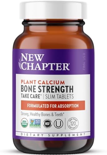 New Chapter Bone Strength Take Care - Bone & Heart Health Supplement - Clinically Studied Plant Calcium from Red Marine Algae - Vegan, Organic, Gluten Free & Kosher - 60 Slim Tablets