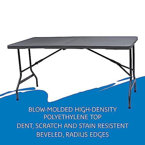 Iceberg IndestrucTable Classic Center-Folding Table, 5 ft, Platinum Granite | Measures 60" x 30" x 29", holds up to 250 lbs, indoor and outdoor use, center-folding for easy carry, ideal for camping